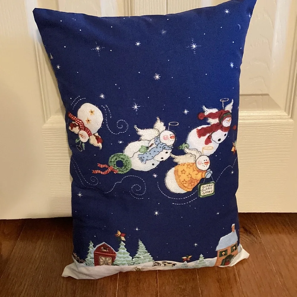 Hand Crafted Flying Angel Snowmen Pillows (2)